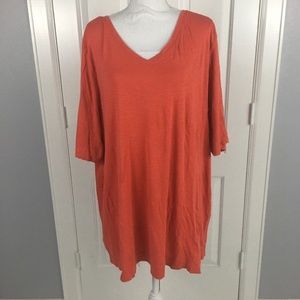 J Jill Women Shirt 4X Tunic Orange Burnout Pima